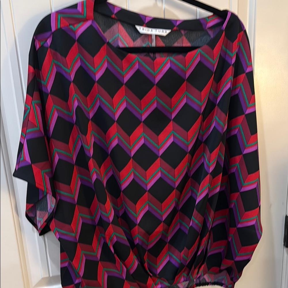 Trina Turk Women's Geometric Top - Red and Black